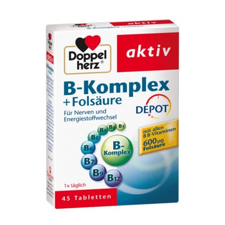 德国doppelherz双心维生素b 叶酸片 45片